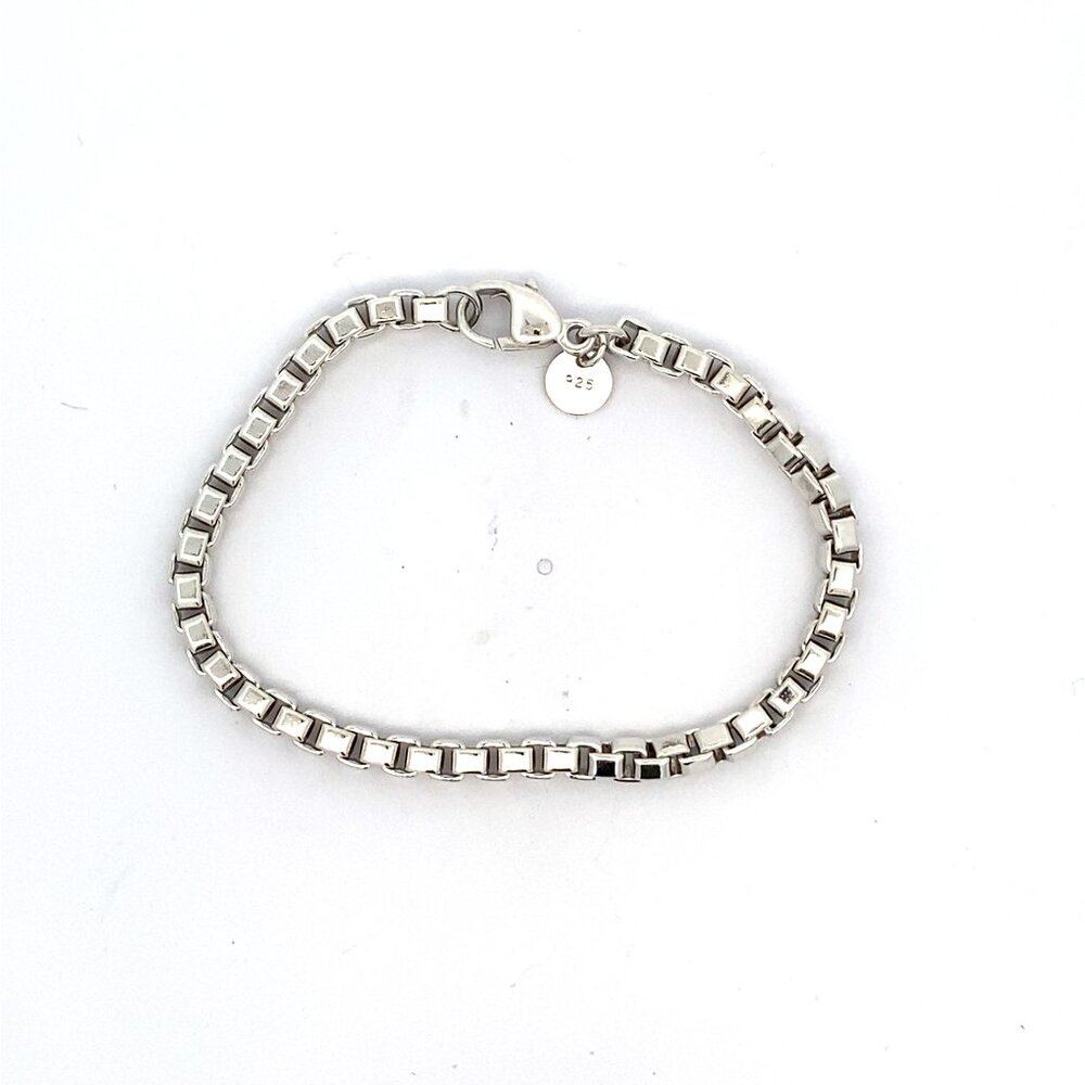 Tiffany & Co Sterling Silver Box Chain Bracelet - 6 3/4"